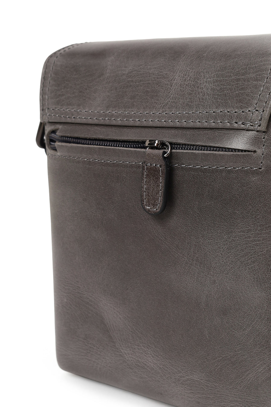 Male Gray Leather Messenger Bag