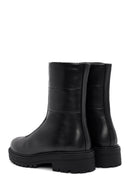 Woman Black Front Zipper Leather Boat | Derimod