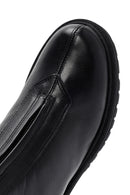Woman Black Front Zipper Leather Boat | Derimod