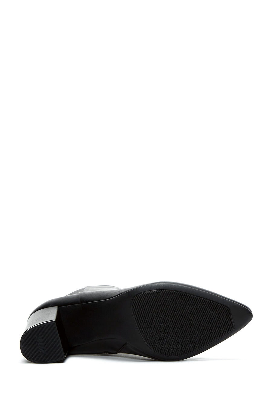 Woman Black Zippered Heels Leather Boat