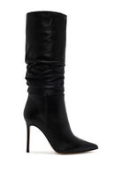 Women's Black High Thin Heel Leather Boot | Derimod
