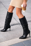 Women's Black High Thin Heel Leather Boot | Derimod