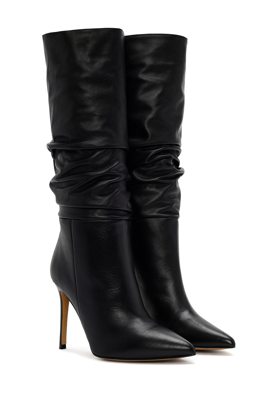 Women's Black High Thin Heel Leather Boot