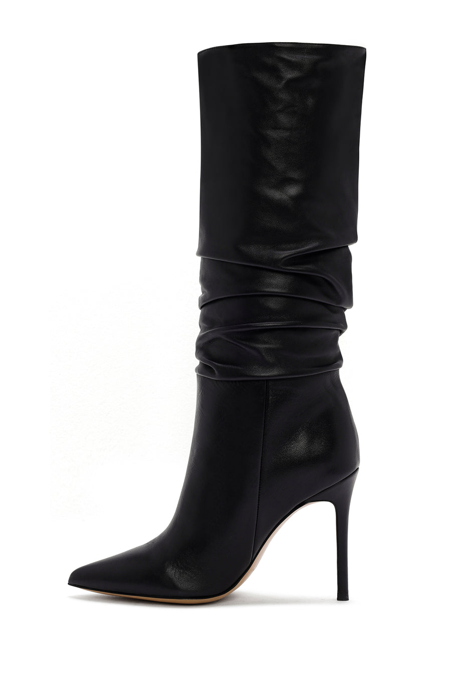 Women's Black High Thin Heel Leather Boot