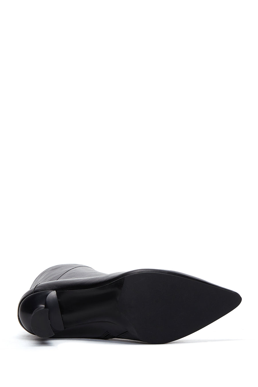 Woman Black Zippered Stiletto Heels Leather Boat