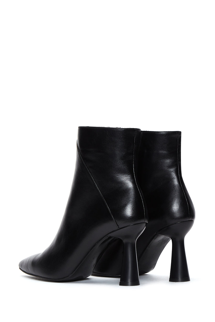 Woman Black Zippered Stiletto Heels Leather Boat