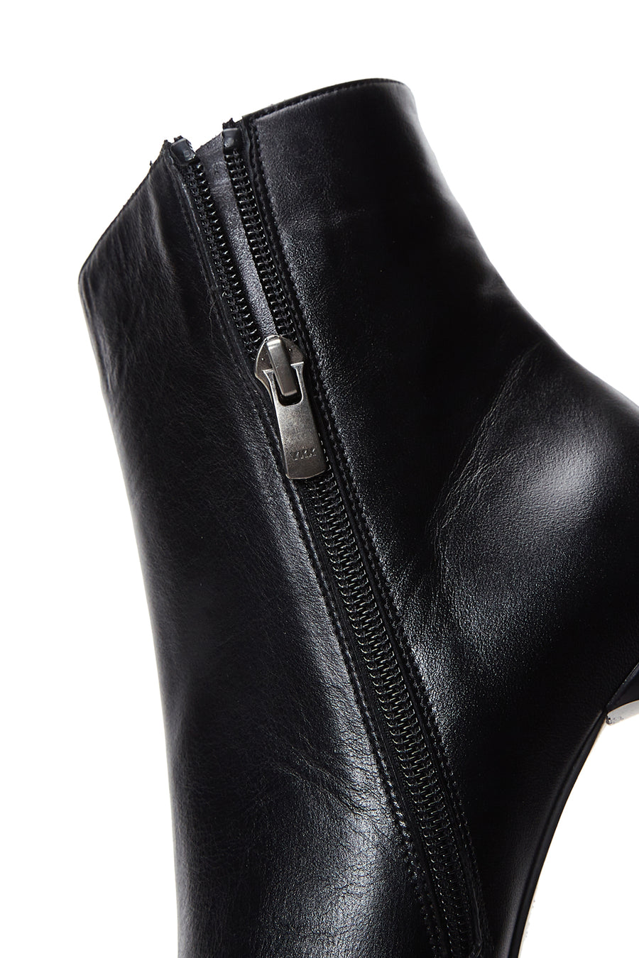 Woman Black Zippered Stiletto Heels Leather Boat