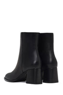 Women's Black Zippered Thick Heeled Leather Boot | Derimod