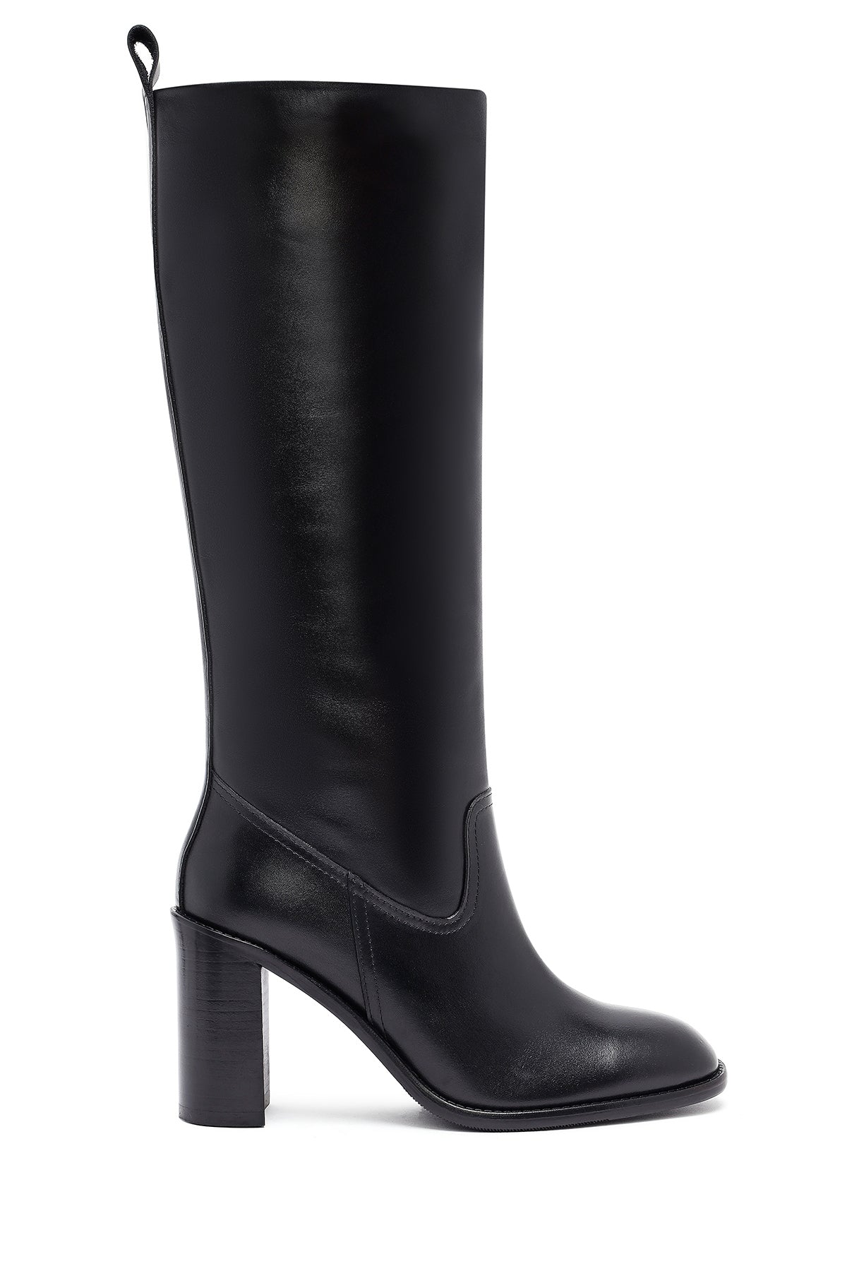 Woman Black Chunky Heels Leather Boot 25WFD132918 | Derimod