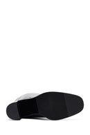 Woman Black Chunky Heels Leather Boot | Derimod