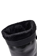 Woman Black Chunky Heels Leather Boot | Derimod