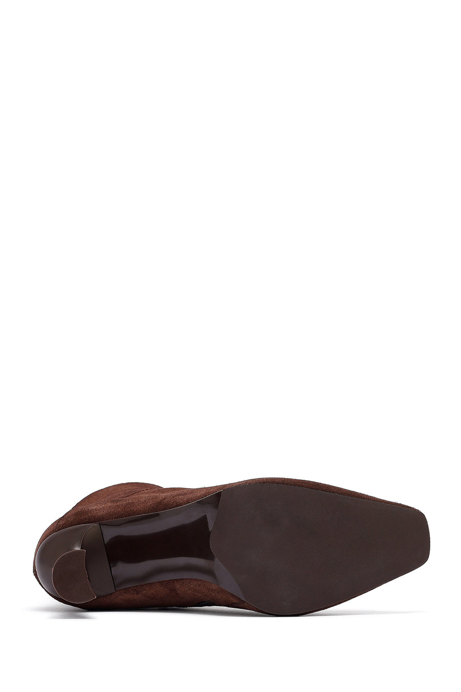 Woman Brown Zippered Stiletto Heel Suede Leather Boat