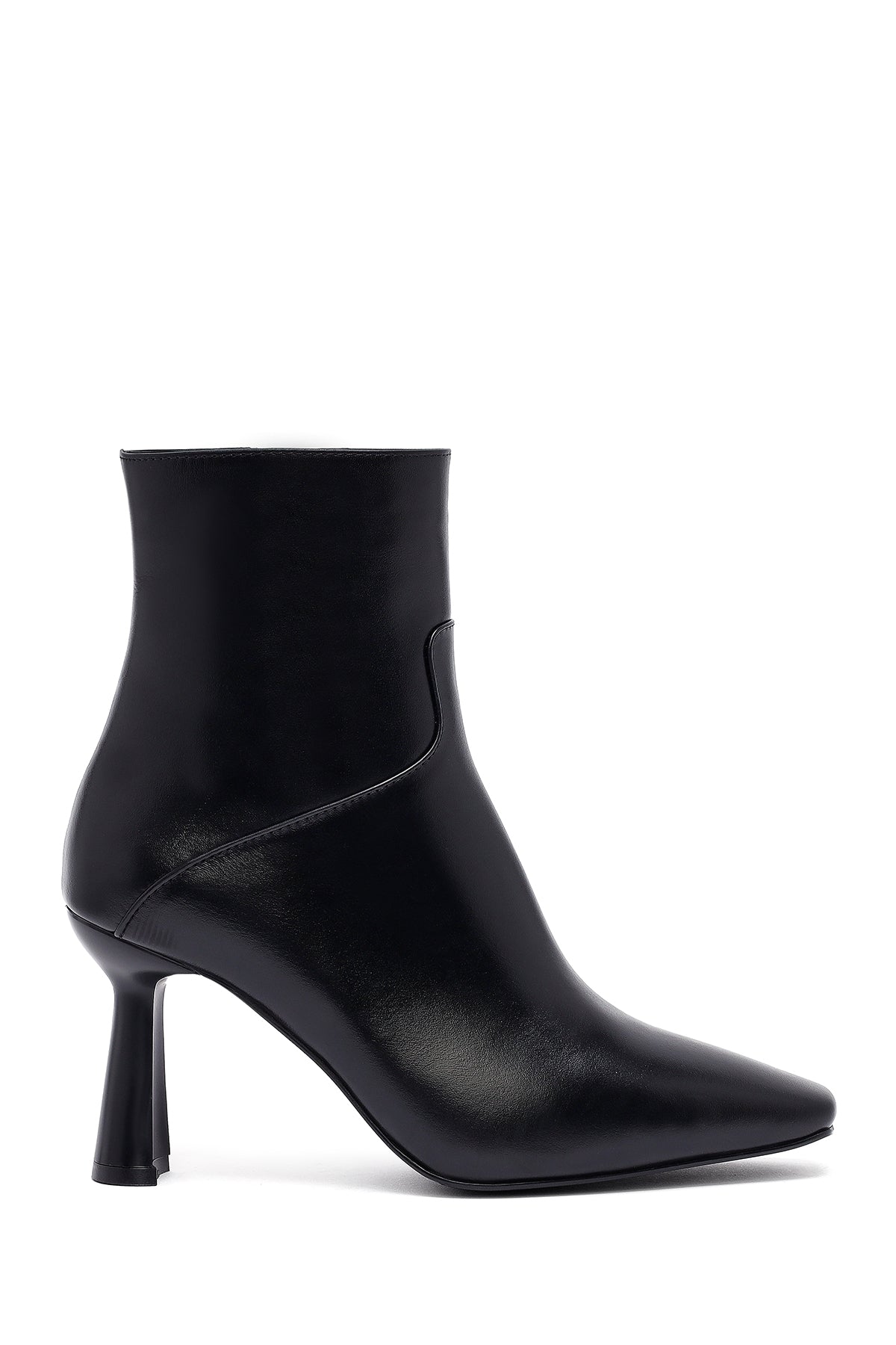 Woman Black Zippered Heels Leather Boat 25WFD133318 | Derimod