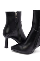 Woman Black Zippered Heels Leather Boat | Derimod