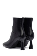 Woman Black Zippered Heels Leather Boat | Derimod