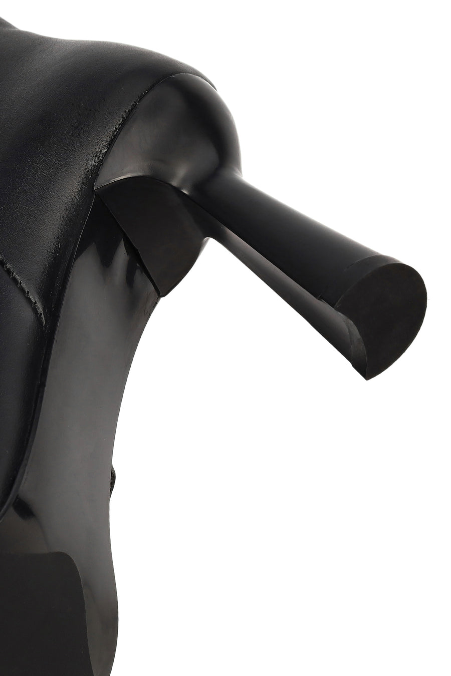 Women's Black Zipper Heeled Leather Boots