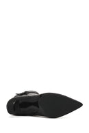 Women's Black Zipper Heeled Leather Boots | Derimod