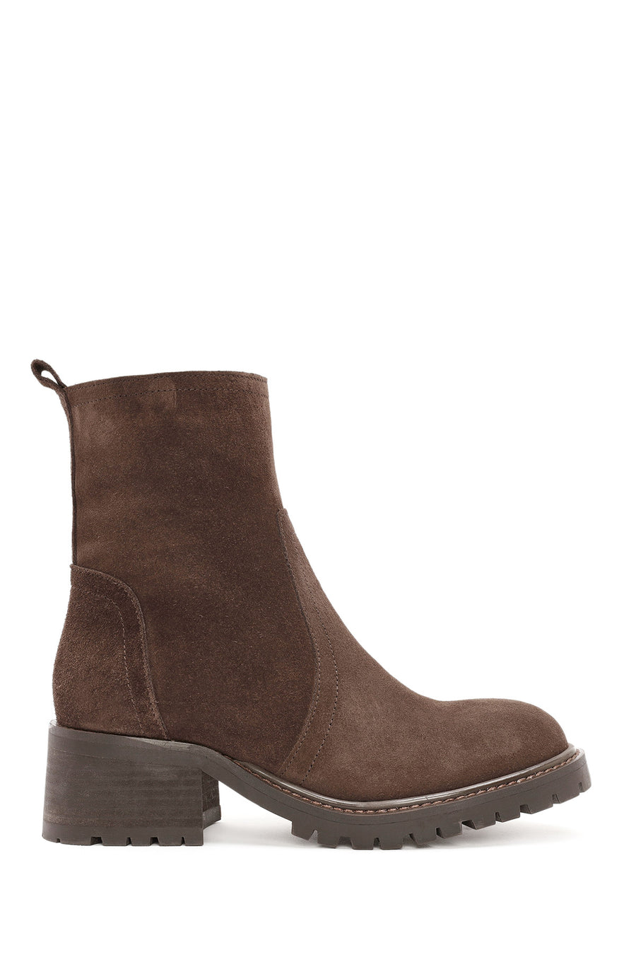 Woman Brown Zippered Suede Leather Boat 25WFD151410 | Derimod