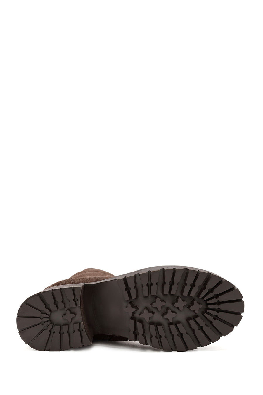 Woman Brown Zippered Suede Leather Boat