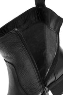 Woman Black Zippered Leather Boat | Derimod