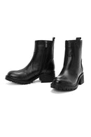 Woman Black Zippered Leather Boat | Derimod