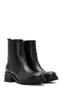 Woman Black Zippered Leather Boat | Derimod
