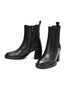 Woman Black Chunky Heels Leather Chelsea Boots | Derimod