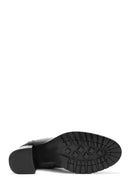Woman Black Chunky Heels Leather Chelsea Boots | Derimod