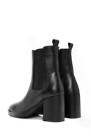 Woman Black Chunky Heels Leather Chelsea Boots | Derimod