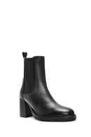 Woman Black Chunky Heels Leather Chelsea Boots | Derimod