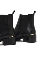 Women's Black Leather Chelsea Boot | Derimod