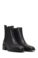 Women's Black Leather Chelsea Boot | Derimod