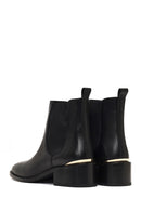 Women's Black Leather Chelsea Boot | Derimod