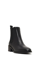 Women's Black Leather Chelsea Boot | Derimod