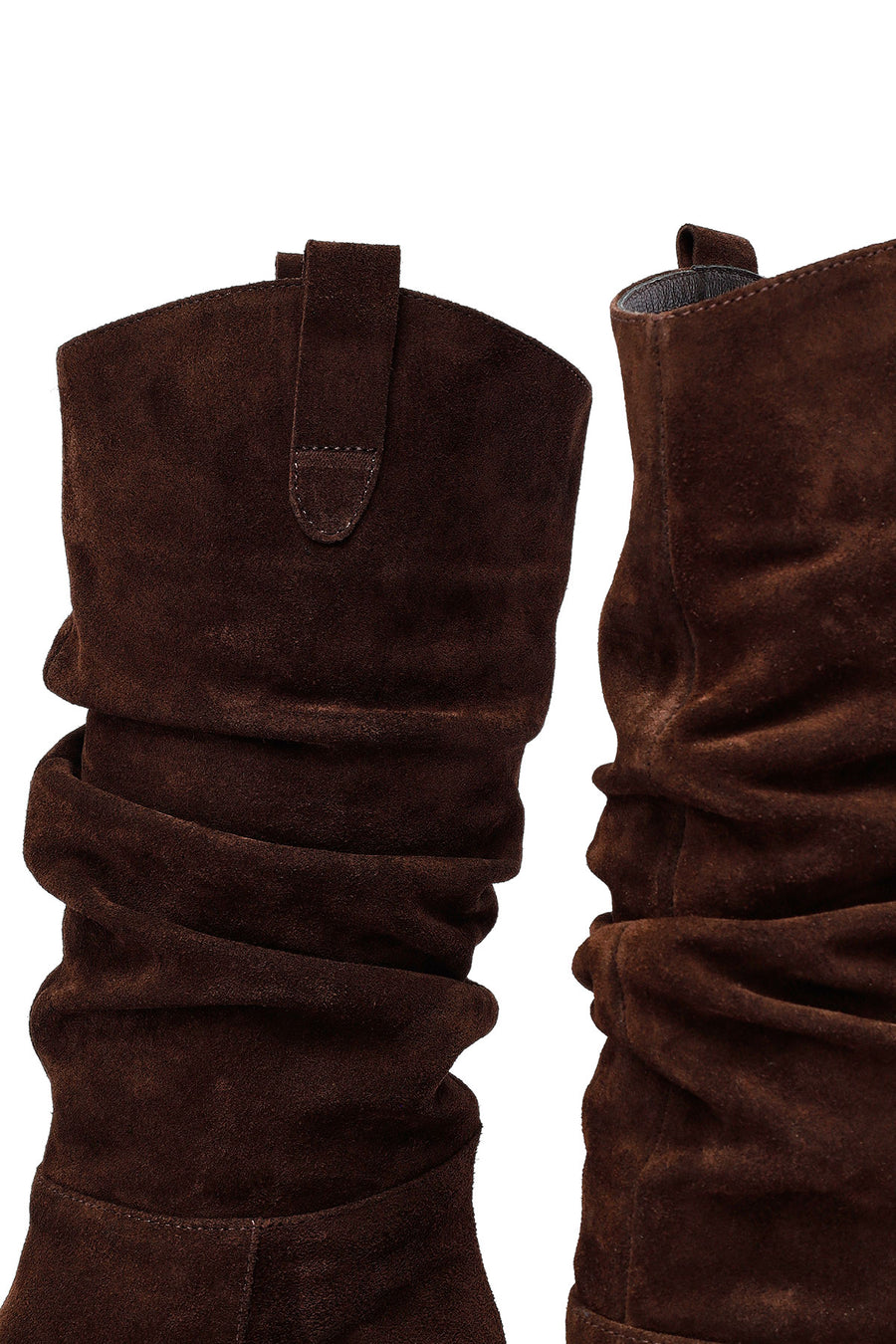 Woman Brown Chunky Heel Suede Leather Cowboy Boots