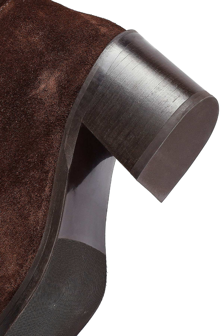 Woman Brown Chunky Heel Suede Leather Cowboy Boots