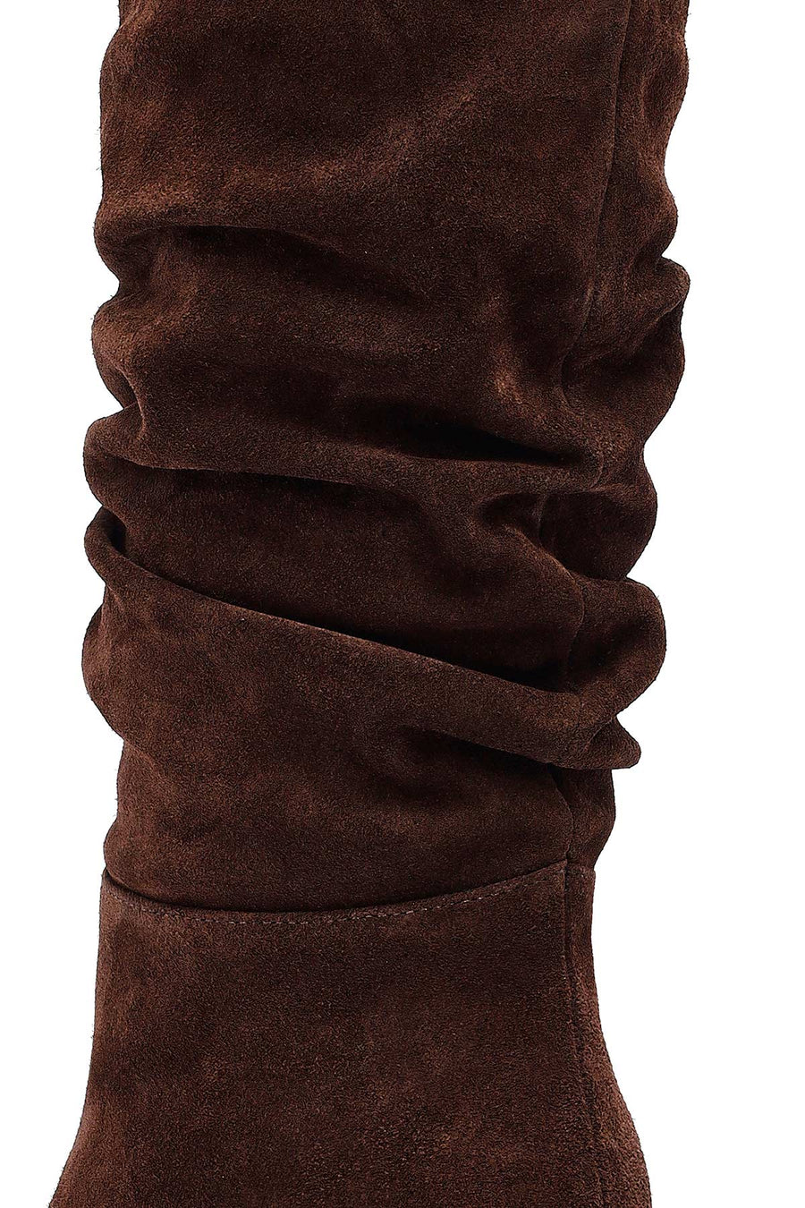 Woman Brown Chunky Heel Suede Leather Cowboy Boots