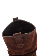 Woman Brown Chunky Heel Suede Leather Cowboy Boots | Derimod