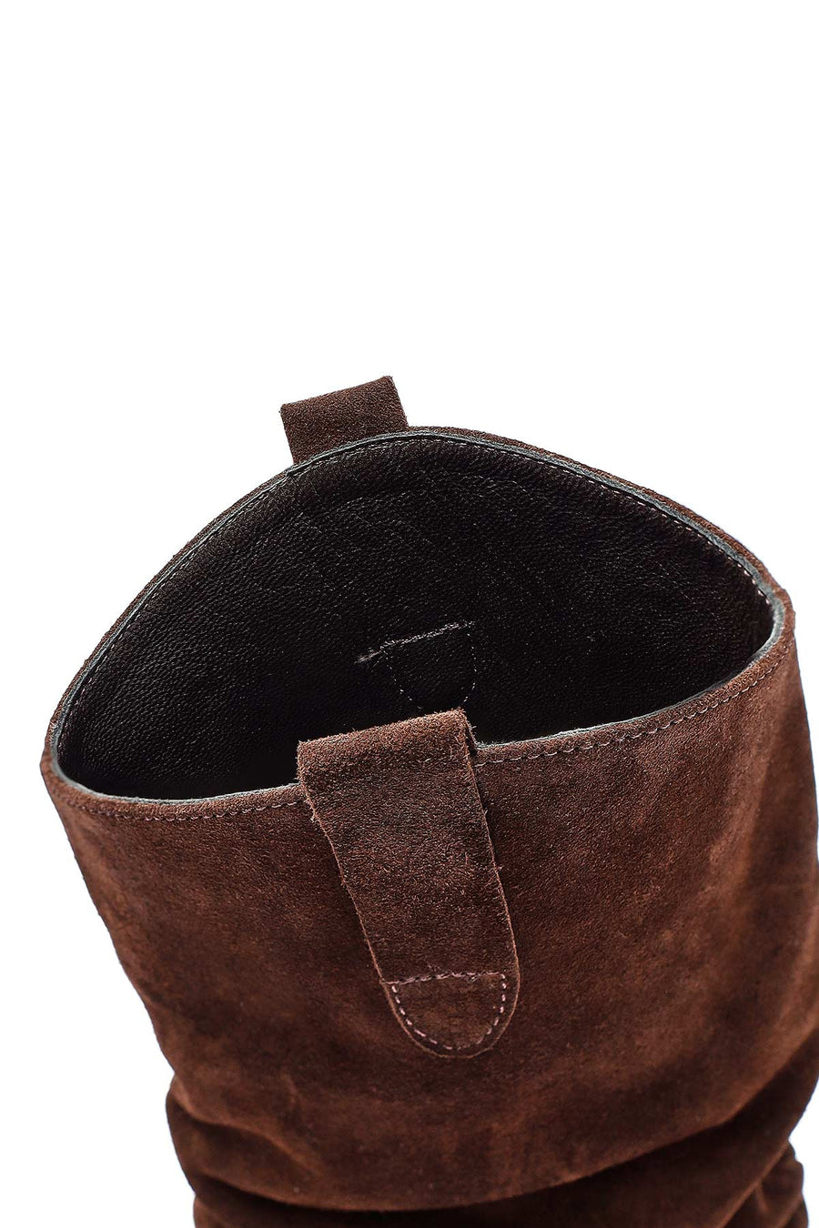 Woman Brown Chunky Heel Suede Leather Cowboy Boots