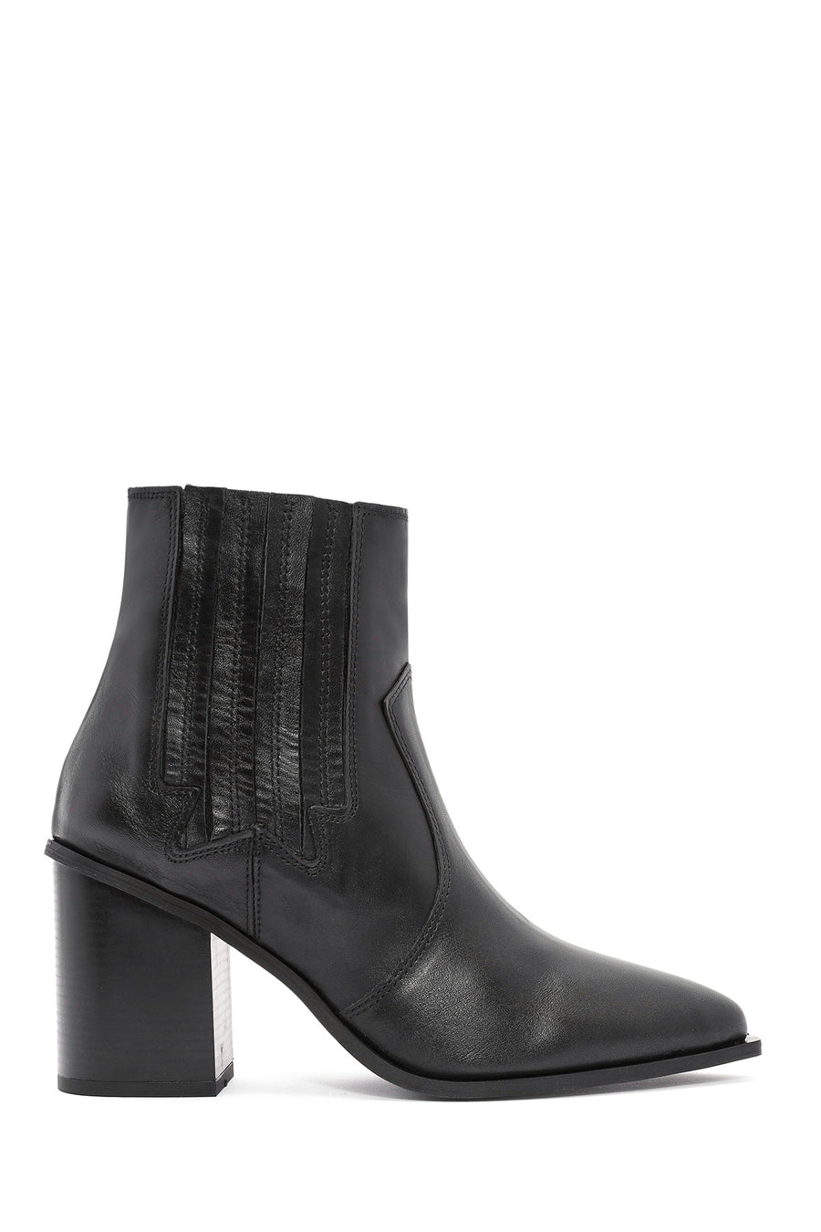 Woman Black Chunky Heels Leather Cowboy Boots 25WFD160918 | Derimod