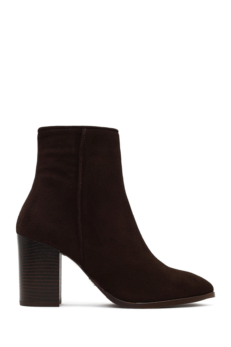 Women's Brown Zippered Thick Heeled Suede Leather Boot 25WFD163010 | Derimod