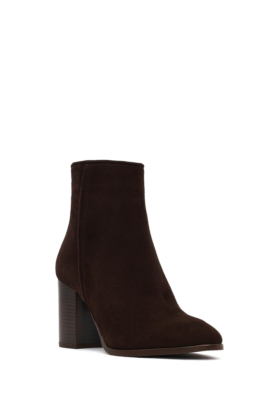 Women's Brown Zippered Thick Heeled Suede Leather Boot