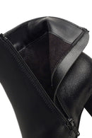 Women's Black Zippered Thick Heeled Leather Boot | Derimod