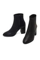 Women's Black Zippered Thick Heeled Leather Boot | Derimod