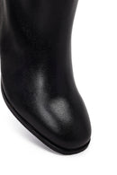 Women's Black Thick Heel Leather Boots | Derimod