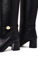 Women's Black Thick Heel Leather Boots | Derimod