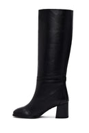 Women's Black Thick Heel Leather Boots | Derimod
