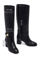 Women's Black Thick Heel Leather Boots | Derimod
