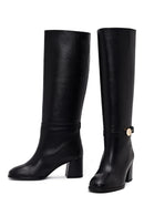 Women's Black Thick Heel Leather Boots | Derimod