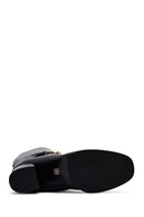 Women's Black Thick Heel Leather Boots | Derimod